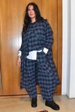 Nora Brushed Cotton Gingham Trapeze Waistcoat Navy